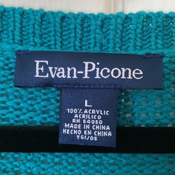 Evan-Picone Turquoise Blouse Size L #151 - Picture 3 of 8